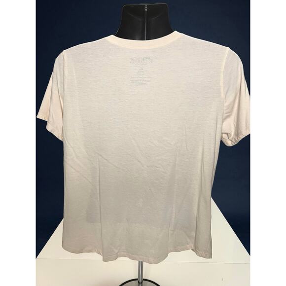 Peanuts Snoopy Woodstock I’d Rather Be in Bed T-Shirt XL Beige V-Neck 2021 Tee - Picture 2 of 10